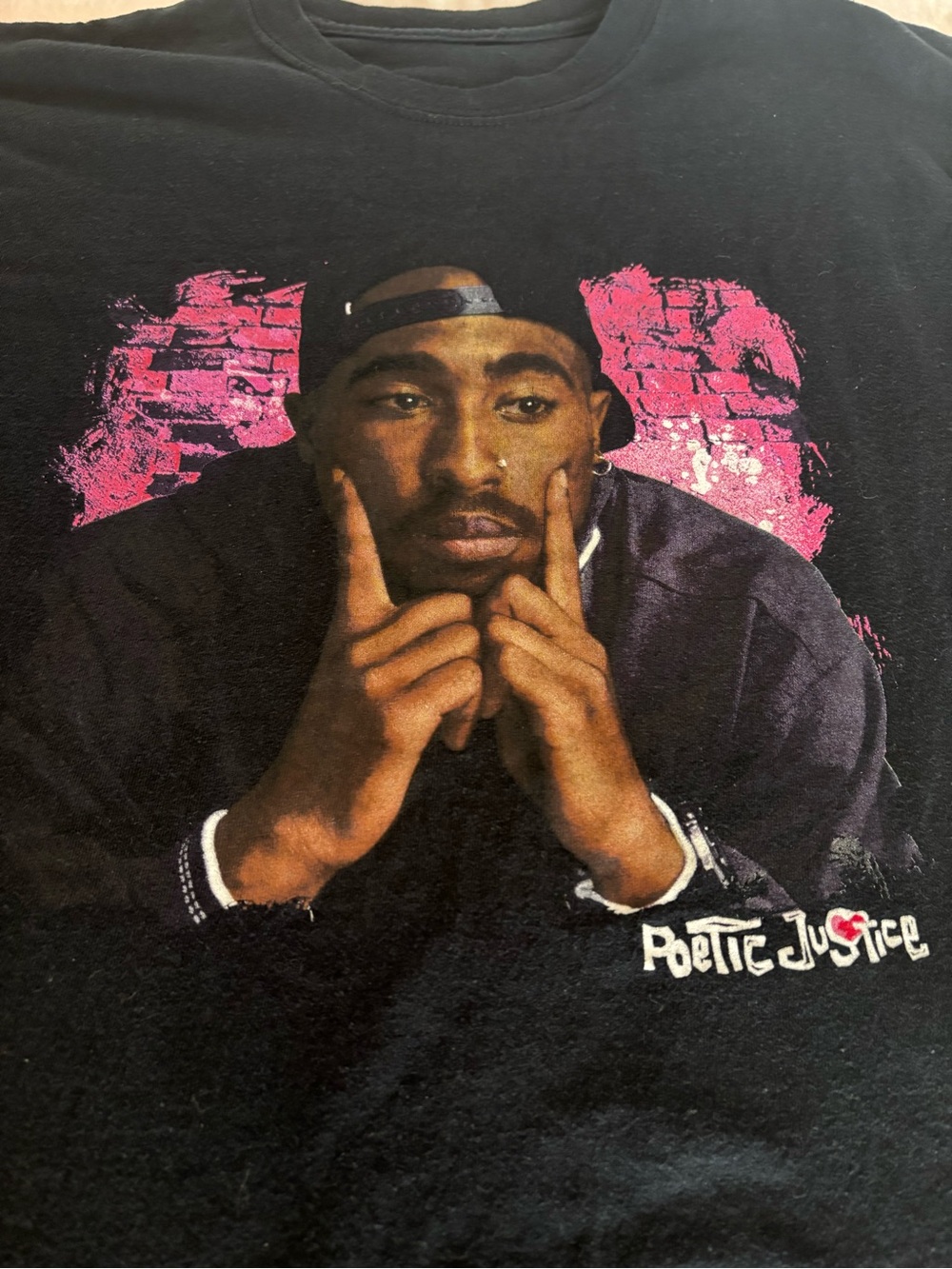Black and pink Tupac Shakur poetic justice t-shirt poetic justice 90s rapper